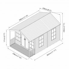 8 x 12 Mercia Premium Traditional T&G Summerhouse with Veranda - dimensions diagram