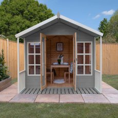 8 x 12 Mercia Premium Traditional T&G Summerhouse with Veranda - painted, front on view