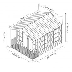 8 x 10 Mercia Premium Traditional T&G Summerhouse with Veranda - dimensions diagram