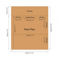 8 x 10 Mercia Premium Traditional T&G Summerhouse with Veranda - floor plan