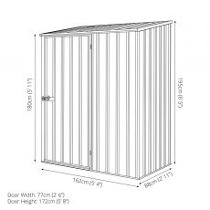 5 x 3 Mercia Absco Space Saver Pent Metal Shed - Dimensions