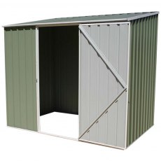 7 x 5 (2.26m x 1.52m) Mercia Absco Space Saver Metal Shed in Pale Eucalyptus