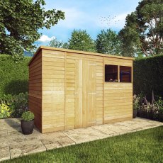 10x6 Mercia Overlap Pent Shed - with background and door closed