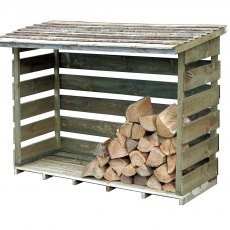 6x3 Forest Large Log Store - Pressure Treated - isolated angled view