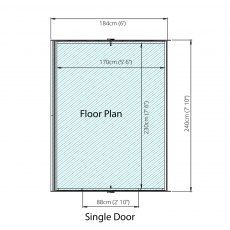 8 x 6 (2.40m x 1.90m) Mercia Overlap Windowless Shed - Floor Plan