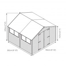 10x10 Mercia Overlap Shed - dimensions