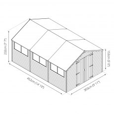 15 x 10  Mercia Modular Overlap Shed - Dimensions