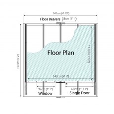 5 x 5 (1.60m x 1.1m) Mercia Tulip Playhouse - floor plan