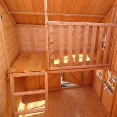 Shire Crib Playhouse with Integral Garage - Interior showing bunk and ladder