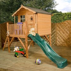 5x7 Mercia Tulip Tower Playhouse with Slide - insitue with door closed
