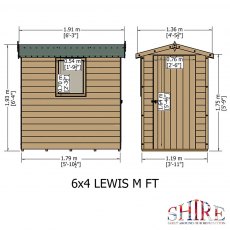 6x4 Shire Lewis Professional Shed - dimensions