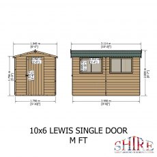 10x6 Shire Lewis Professional Shed - dimensions