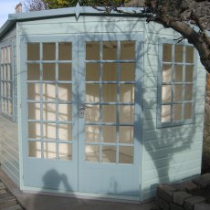 8 x 8  Shire Gold Windsor Corner Summerhouse - painted front view