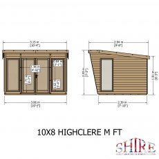 10x8 Shire Highclere Summerhouse - Dimensions
