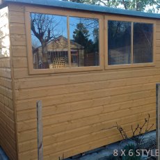 9x6 Shire Norfolk Professional Pent Shed - side view with 2 opening windows