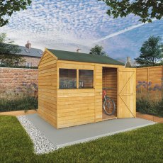 8 x 6 Mercia Overlap Reverse Shed - in situ - angle view