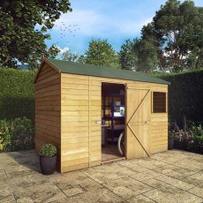10 x 6 Mercia Overlap Reverse Shed - in situ - angle view - doors open