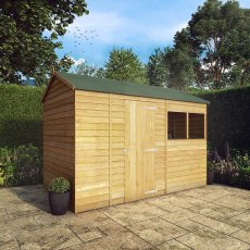 10 x 6 Mercia Overlap Reverse Shed - in situ - angle view - doors closed