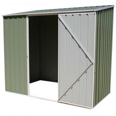 7 x 3 Mercia Absco Space Saver Pent Metal Shed in Pale Eucalyptus - door open