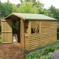 10 x 7 (2.97m x 2.05m) Shire Overlap Apex Garden Shed with Double Doors