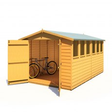 12 x 8 (3.59m x 2.39m) Shire Overlap Apex Garden Shed with Double Doors