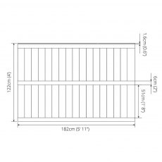 4ft High Vertical Feather Edge Flat Top Fencing - Pressure Treated - dimensions