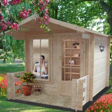 8G x 8 (2.39m x 2.39m) Shire Maulden Log Cabin (19mm Logs) - with verandah
