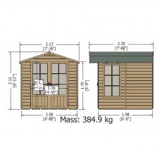 7 x 7 Shire Buckingham Summerhouse - Pressure Treated - external dimensions