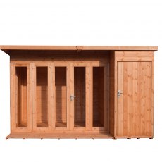 12x8 Shire Aster Summerhouse with Side Storage - natural and isolated front view