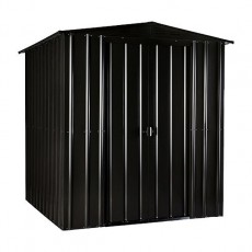 Isolated view of 6 x 4 Lotus Apex Metal Shed in Anthracite Grey with sliding doors closed