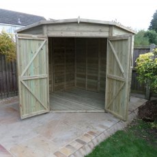 8 x 8 Shire Tongue and Groove Corner Shed - Pressure Treated - front elevation with both doors open