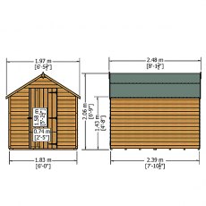 8 x 6 Shire Value Overlap Shed - Windowless - external dimensions
