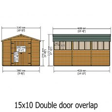 Shire 15 x 10 (4.52m x 2.99m) Shire Overlap Workshop Shed with Double Doors