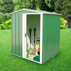 5 x 4 (1.52m x 1.12m) Sapphire Apex Metal Shed in Green