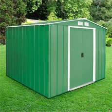 8 x 8 (2.52m x 2.32m) Sapphire Apex Metal Shed in Green