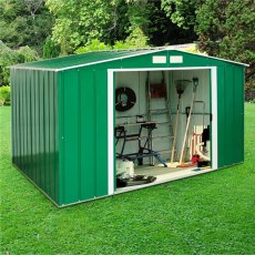 10 x 8 (3.12m x 2.32m) Sapphire Apex Metal Shed in Green