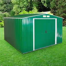 10 x 10 (3.12m x 2.92m) Sapphire Apex Metal Shed in Green