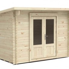 6 x 10 Forest Harwood Pent Log Cabin - 3/4 view
