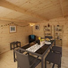 13 x 16 Forest Mendip Pent Log Cabin - set as a dining room
