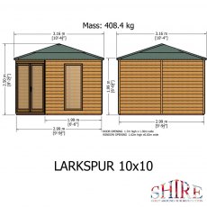 10 x 10 Shire Larkspur Corner Summerhouse - Dimensions