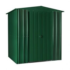 Isolated view of 6 x 3 Lotus Apex Metal Shed in Heritage Green with sliding doors closed