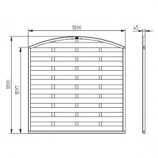 6ft High Forest Europa Domed Fence Panels - Dimensions