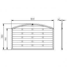 3ft 7" High Forest Domed Fence Panels - Dimensions
