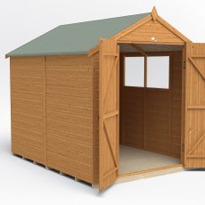 8x6 Forest Shiplap Shed with Double Doors - angled view, doors open