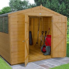 8x10 Forest Shiplap Workshop Shed with Double Doors - In situ