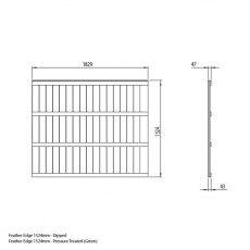 5ft High (1540mm) Forest Featheredge Fence Panel - Dimensions