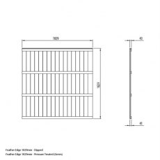 6ft High (1850mm) Forest Featheredge Fence Panel - Dimensions