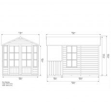 10 x 7 (2.90m x 1.98m) Rowlinson Arley Summerhouse - Dimensions
