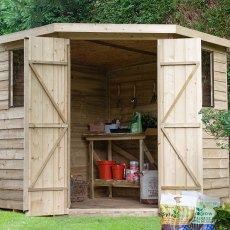 7 x 7 (2.96m x 2.30m) Forest Overlap Corner Shed - Pressure Treated