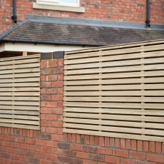 3ft High (900mm) Forest Contemporary Double-Sided Slatted Fence Panel - Pressure Treated - in situ